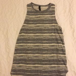 Light blue and white striped long tank